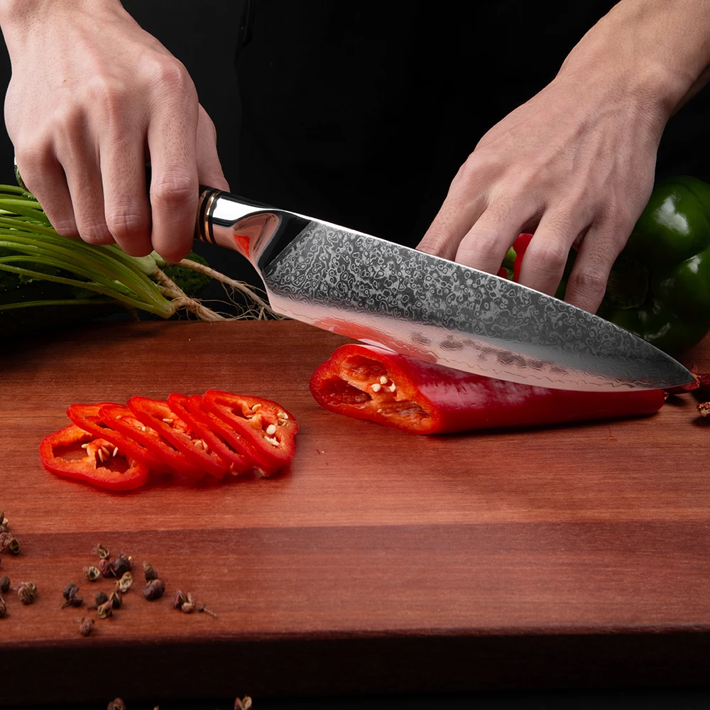 Mokithand 8 дюймов Дамасские поварские ножи высокоуглеродистые 67 слоев VG10 Японский стальной кухонный нож острый японский нож Damasucs