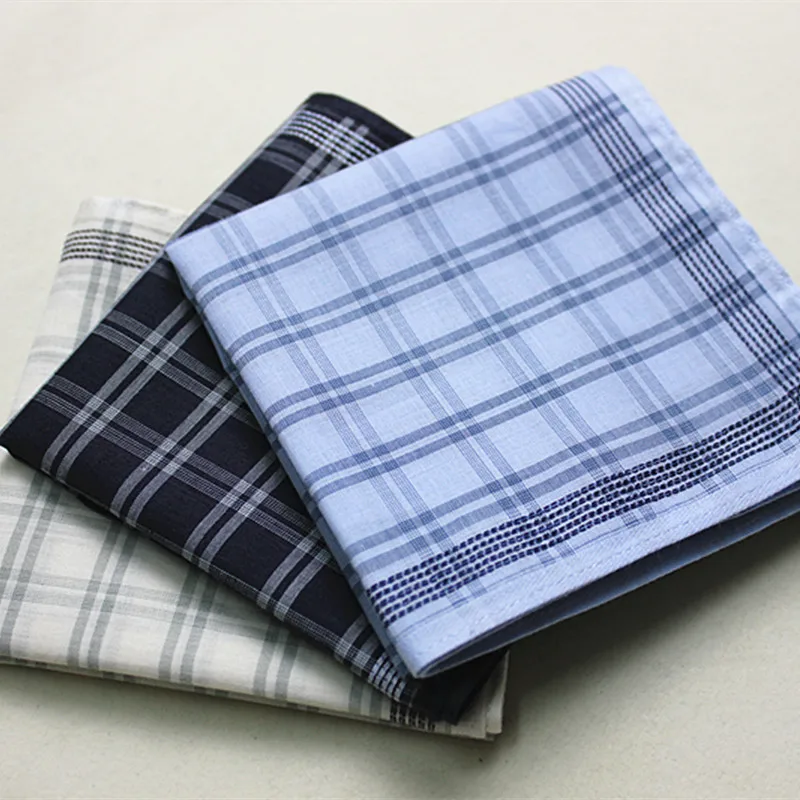 New Arrival 1LOT=3PCS High Quality Handkerchief mens 100 cotton plaid