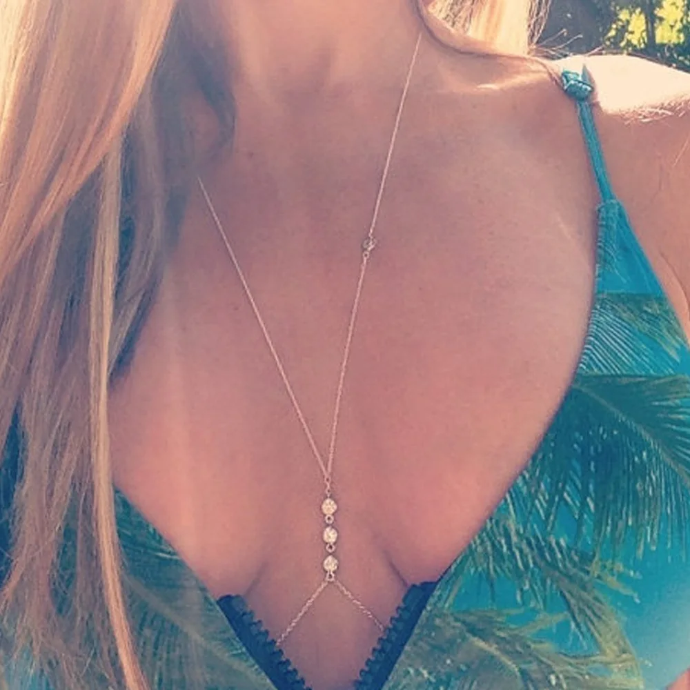 Hot Charming Sexy Body Chain Necklace Gold Elegant Summer Crystal Rhinestone Crossover Waist Belly Chain Body Beach Boho Jewelry