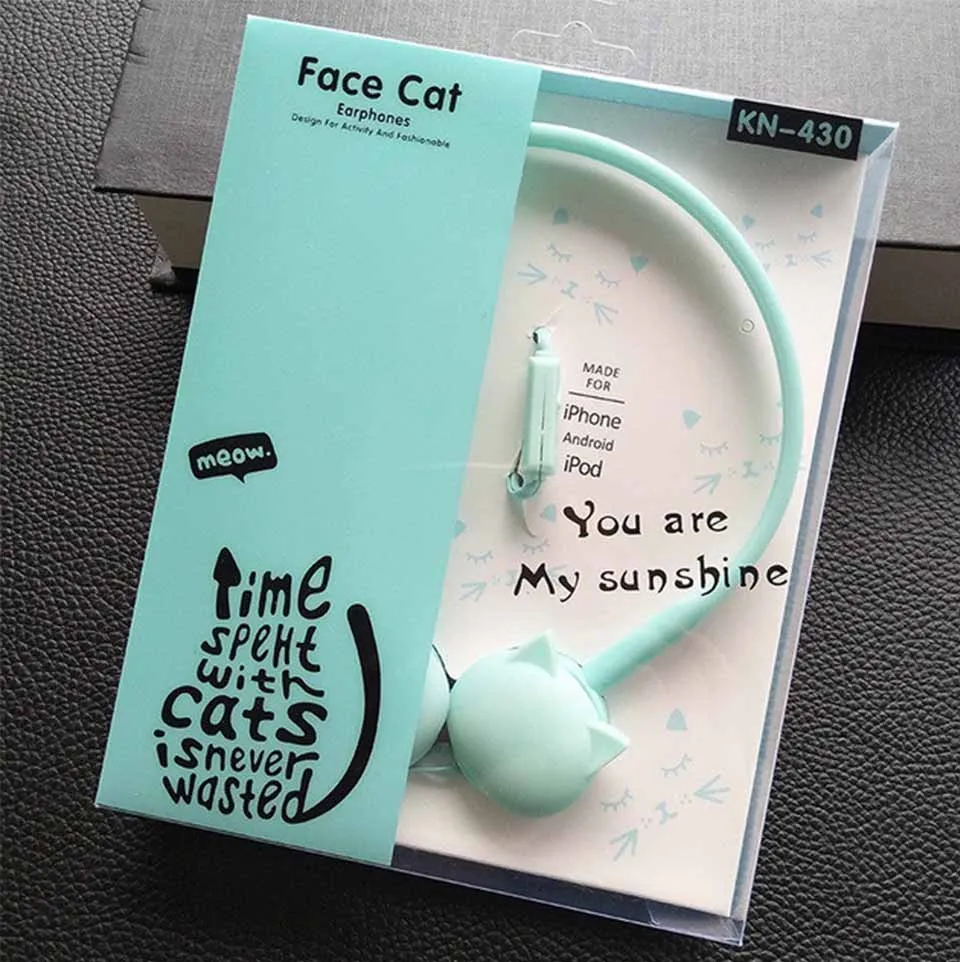 Chiclits Cute Cat Headphones 3.5mm Common Wired Music Sport  Headset 1.2m With Mic Headphone for ipod Mobile Phone MP3 for Girls Child Gifts (24)