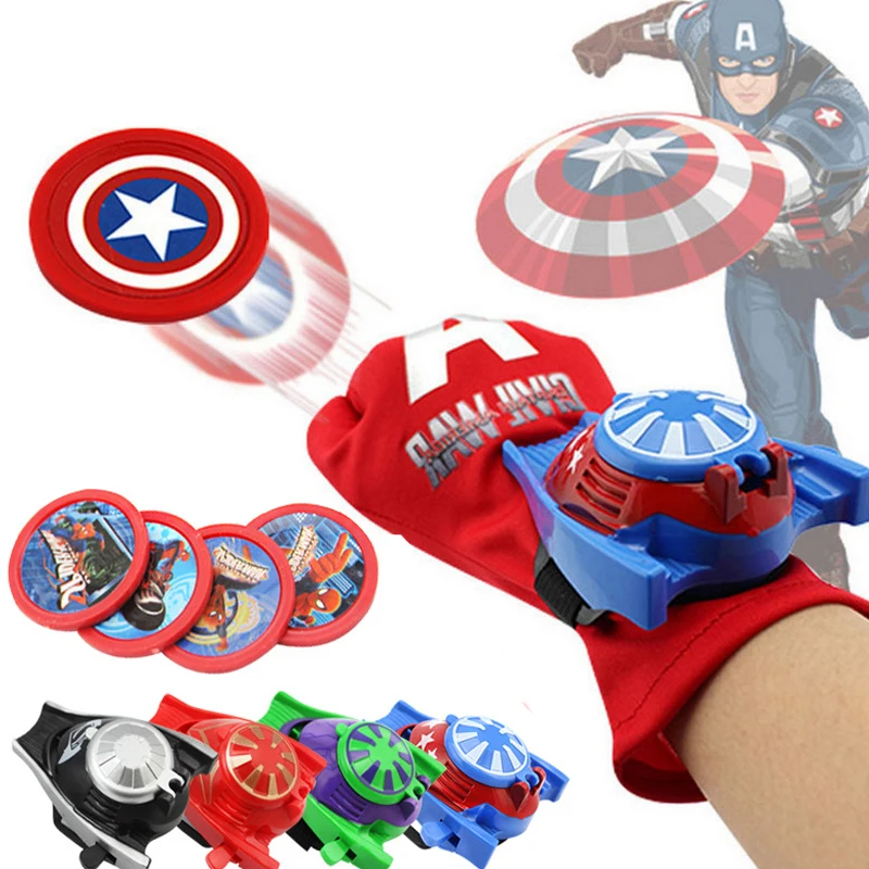 

2019 Avengers 4 Endgame Launch Toy Captain America Super Hero Glove Launcher Figure Spiderman Hulk Ironman Boys Kid Cosplay Gift