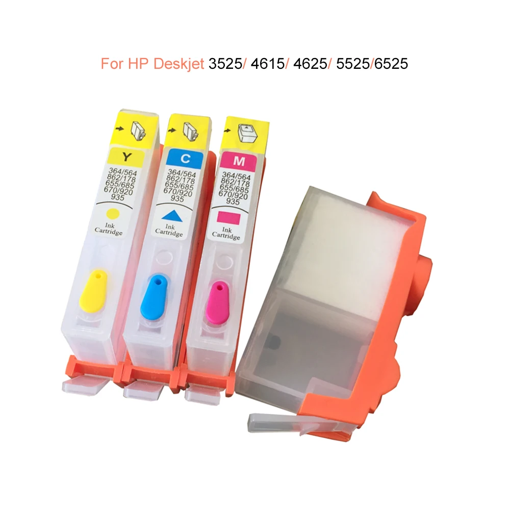 Сменный картридж многоразового использования для HP670 670 Deskjet 3525 4615 4625 5525 6525 с чипом