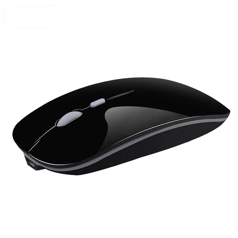 Piano Black Перезаряжаемая беспроводная мышь Do Dower с кнопкой USB, оптическая ультратонкая мини-мышь с зарядным кабелем для компьютера и ноутбука - Цвет: Piano Black