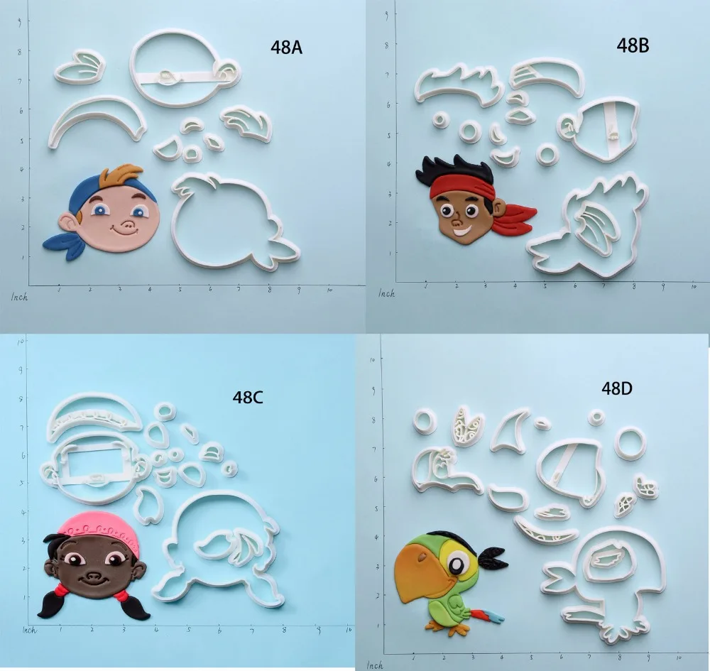 

Cartoon TV Jake And The Neverland Cookie Cutter Set Custom Made 3D Printed Fondant Cupcake Tools Cake Decorating Tools