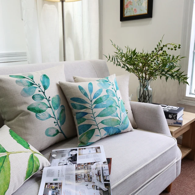Custom Made Soft And Stylish Decorative Pillows Fresh Ink Leaves Custom Made Soft And Stylish Decorative Pillows Fresh Ink Leaves Sofa Cushions Simple Linen Cushion Free