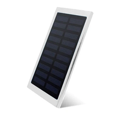 Ультра тонкий 20000mah солнечный банк силы Внешняя батарея двойной USB Банк силы переносная солнечная батарея банк силы Moible телефон зарядное устройство - Цвет: Серебристый