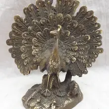 Лаки Китайский Бронзовый Сбор Богатство JiXiang Птица Любовь Павлин Статуя