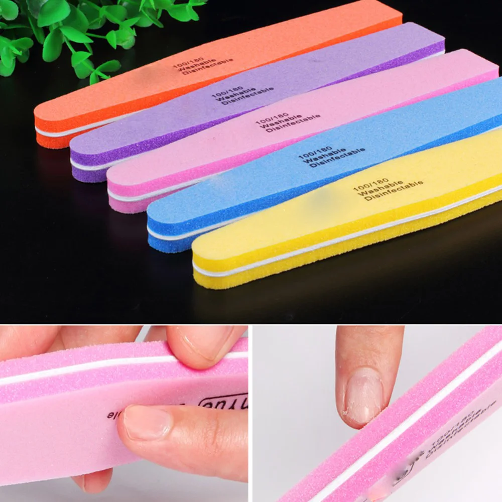 1pc Nail File Double Sided Waterproof 100/180 Grit Nail Art Tips Buffer