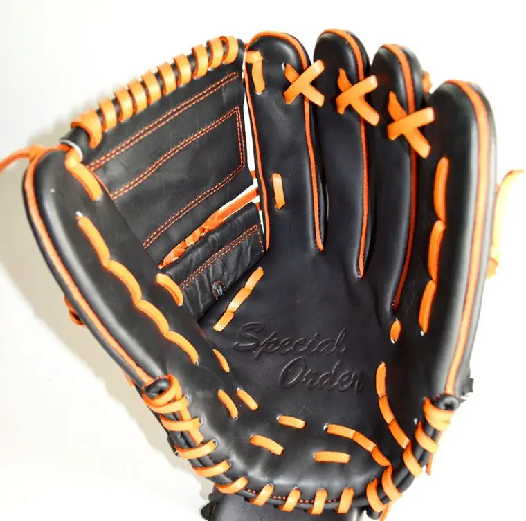 Высокое качество! DL 12 дюймов Профессиональный левосторонний черный цвет полный коровьей бейсбольные перчатки софтбол infielder перчатки