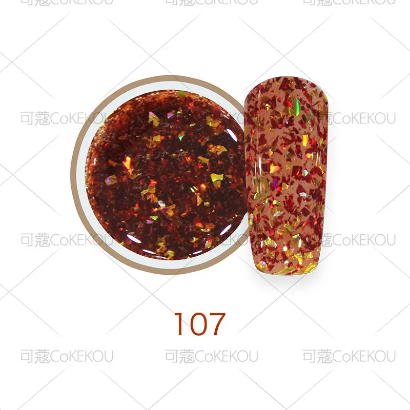 CoKEKOU, съемная оболочка, цветной гель, янтарный гель для ногтей, градиентный светильник, терапия, броня, вспышка, порошок, блестки, светильник, терапия, УФ-гель - Цвет: 107
