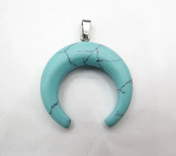 

wholesale 30mm 12pcs high quality Natural Stone Moon Shape Turquoises Pendants for DIY necklace Jewelry Making Accessories