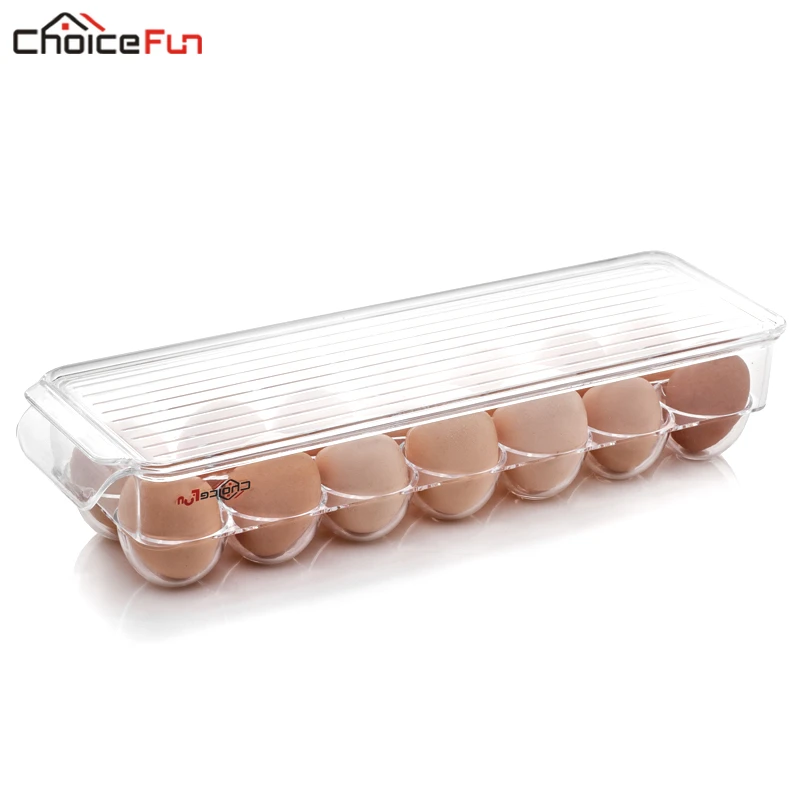 Egg Container with Lid for 12 Eggs mDesign Egg Holder Tray for The Fridge Transparent//Clear Practical Egg Rack Made of Plastic Set of 2