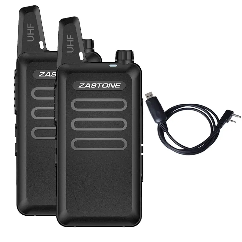 Zastone X6 мини-рация UHF 400-470 МГц Частота портативная Портативная радиостанция двухсторонняя радиостанция - Цвет: 2 black with cable