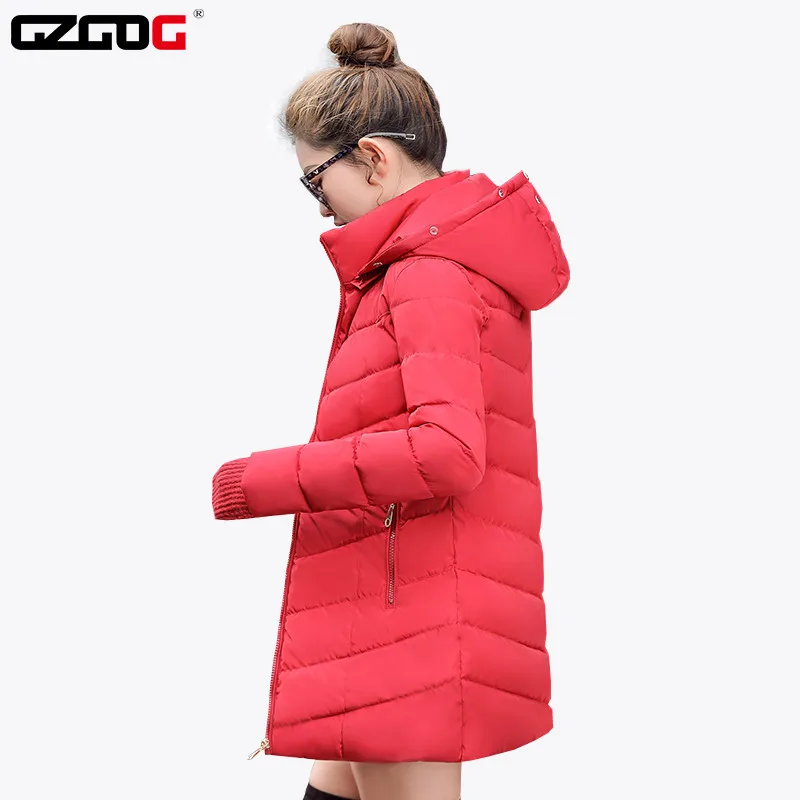 Женское зимнее теплое пальто с капюшоном приталенного размера плюс хлопковая стеганая Базовая куртка женская куртка средней длины