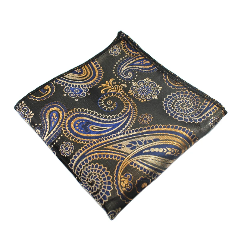 Men Silk Handkerchief Plaid Floral Pattern Pocket Handkerchief