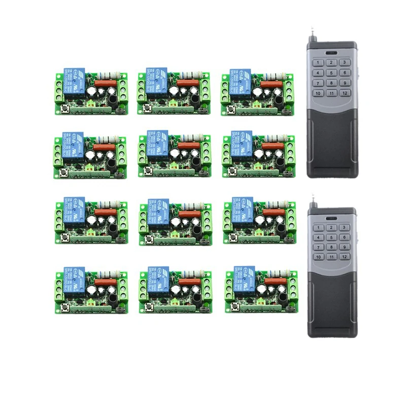 

2000M AC220V 1CH 1Channe 10A RF wireless remote control switch System teleswitch Transmitter + 12 X Receiver,315/433 MHZ