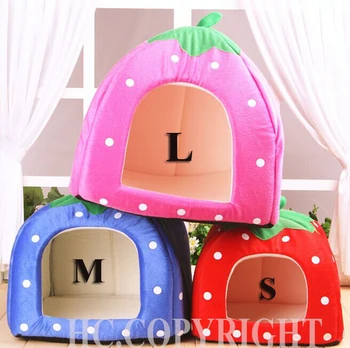 

Soft Sponge Strawberry Pet Dog Cat Bed Houses Lovely Warm Doggy Kennel