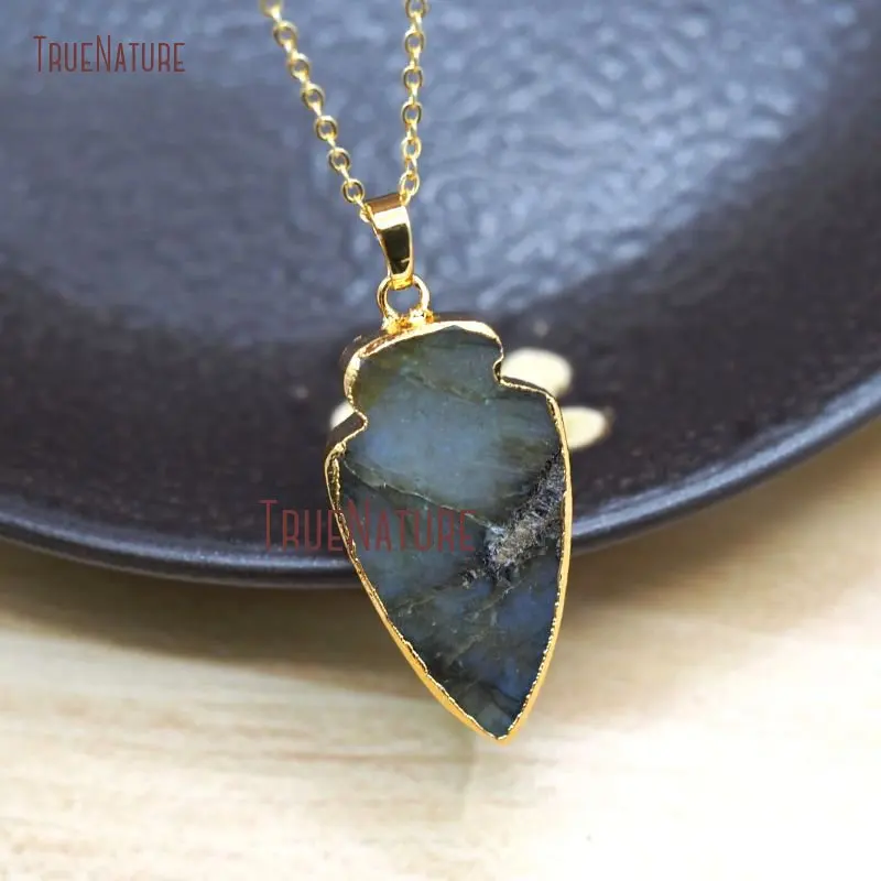 20171019-NM8019- Labradorite Necklace Gold Plating  Arrowhead Necklace-18inch-11.08g_3