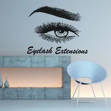 Eyelash Extension Wall Decal Eyelash Wall Sticker Beauty Salon Decoration Eye Eyebrows Women Make Up Eyebrows Wall Decor AY878