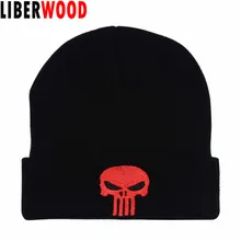 LIBERWOOD специализированная Кепка с черепом зимняя теплая шапочка Байкерская Кепка с черепом Каратель шапка с вышивкой для мужчин wo мужские черные головные уборы