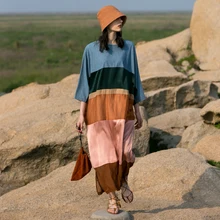 IRINAW064 Новое поступление Лето дизайн повседневное большое разноцветное x Длинное свободное женское платье