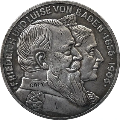 

German 1906 5 Mark coin copy 38mm