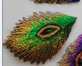 YACKALASI, 5 шт./лот, расшитые блестками нашивки, железная вышивка, 3D аппликация, кружево, хвост павлина, многоцветная Цветочная отделка, 10,5*7 см, сделай сам - Цвет: Green