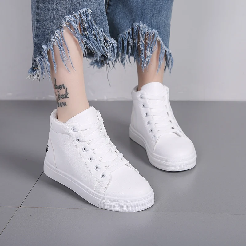 

Women Sneakers Autumn 2018 Spring Fashion Women Casual Shoes White Flats Breathable High Top Women Walking Flats Trainers Shoes