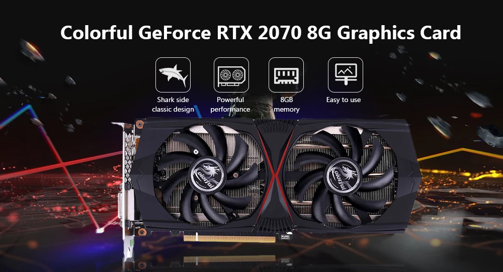 Оригинальная Красочная видеокарта GeForce RTX 2070 Gaming GT 8 Гб GDDR6 256bit 12nm 1410Mhz DirectX 12 HDMI DVI