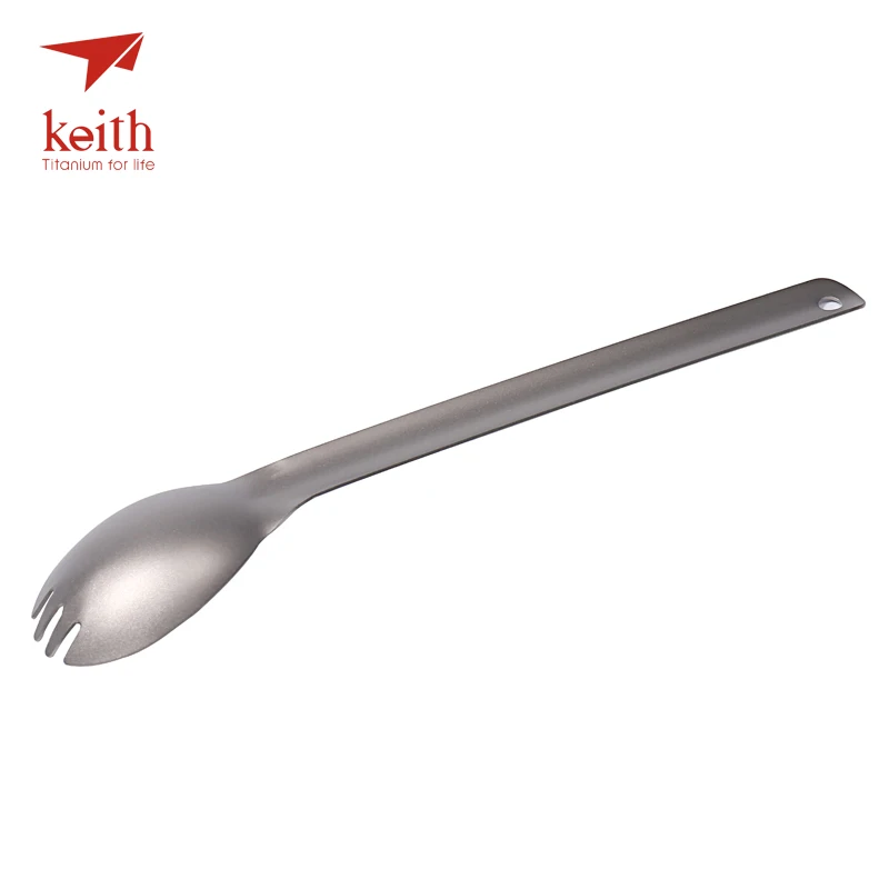 Keith titanio 200mm largo mango Spork camping tablewares picnic al aire libre senderismo conveniente Tenedores cuchara 20g ti5319