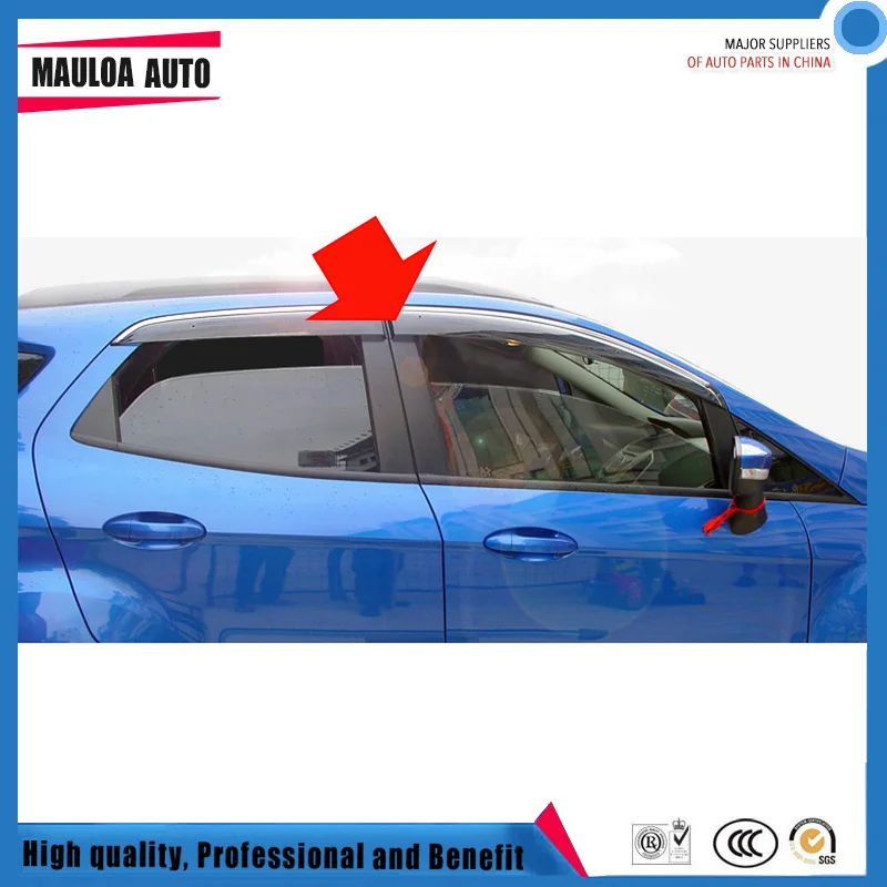 

4 Piece Injection molding trim vent shade rain sun wind deflector window visor for Ecosport 2013 2016 2017 2018 13 16 17 18