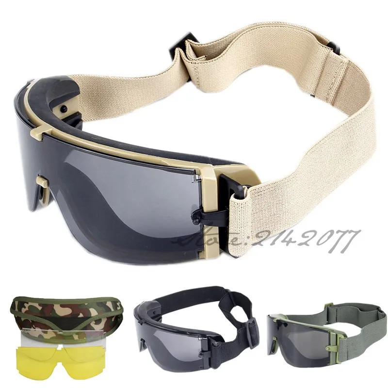 Prix pour Noir Tan Vert Militaire Lunettes 3 lentille lunettes de Soleil De L'armée Tactique Lunettes Visière Pour Wargame Airsoft Tir Prix pour Noir Tan Vert Militaire Lunettes 3 lentille lunettes de Soleil De L'armée Tactique Lunettes Visière Pour Wargame Airsoft Tir