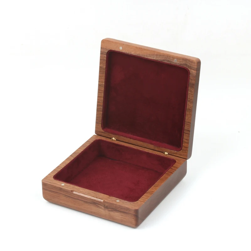 

walnut wood storage box square custom pendant ring box Multi-functional jewelry small box processing 105*105*40mm