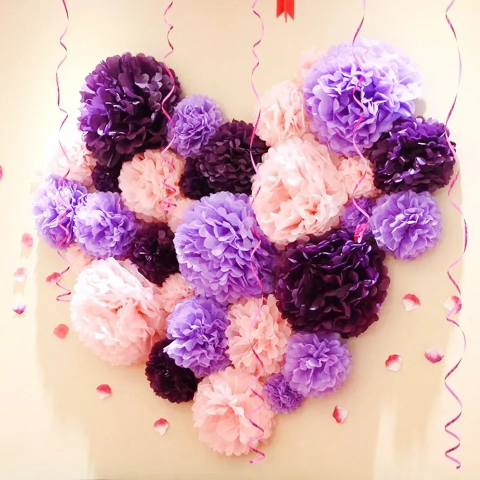 

4" 6" 8" 10"12" DIY Tissue Paper Pom Poms For Wedding Ball Pompoms Birthday Party Baby Shower Supplies Wedding Home Decoration