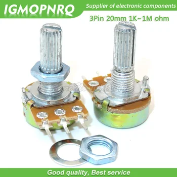 

5pcs WH148 3PIN 20mm Potentiometer B1K-B1M ohm B1K B2K B5K B10K B20K B50K B100K B500K B1M 1K 2K 5K 10K 50K 100K 500K 1M with nut