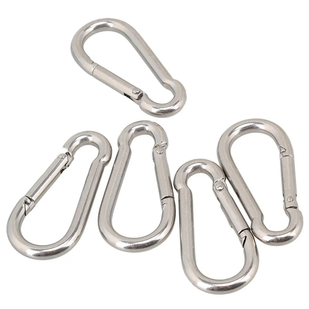 5PCS M5x50mm Multifunctional 304 Stainless Steel Spring Snaps Carabiner Quick Link Lock Ring Hooks | Обустройство дома