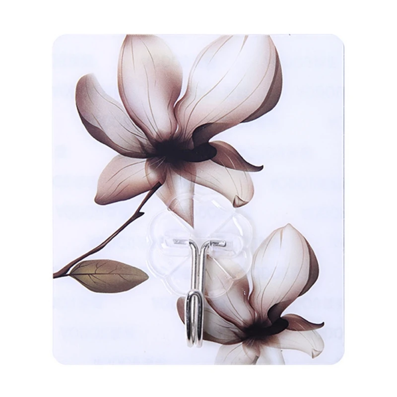 4PCS Unique Key Holder Wall Household Printing Door Hook Free Punching No Trace Door Hook Adhesive Door Hook