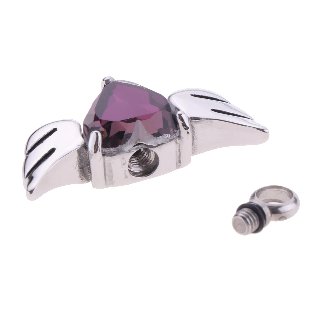 Purple Crystal Cremation Ash Holder Urn Memorial Keepsake Heart Wings Pendant Fashion Jewelry Pendant