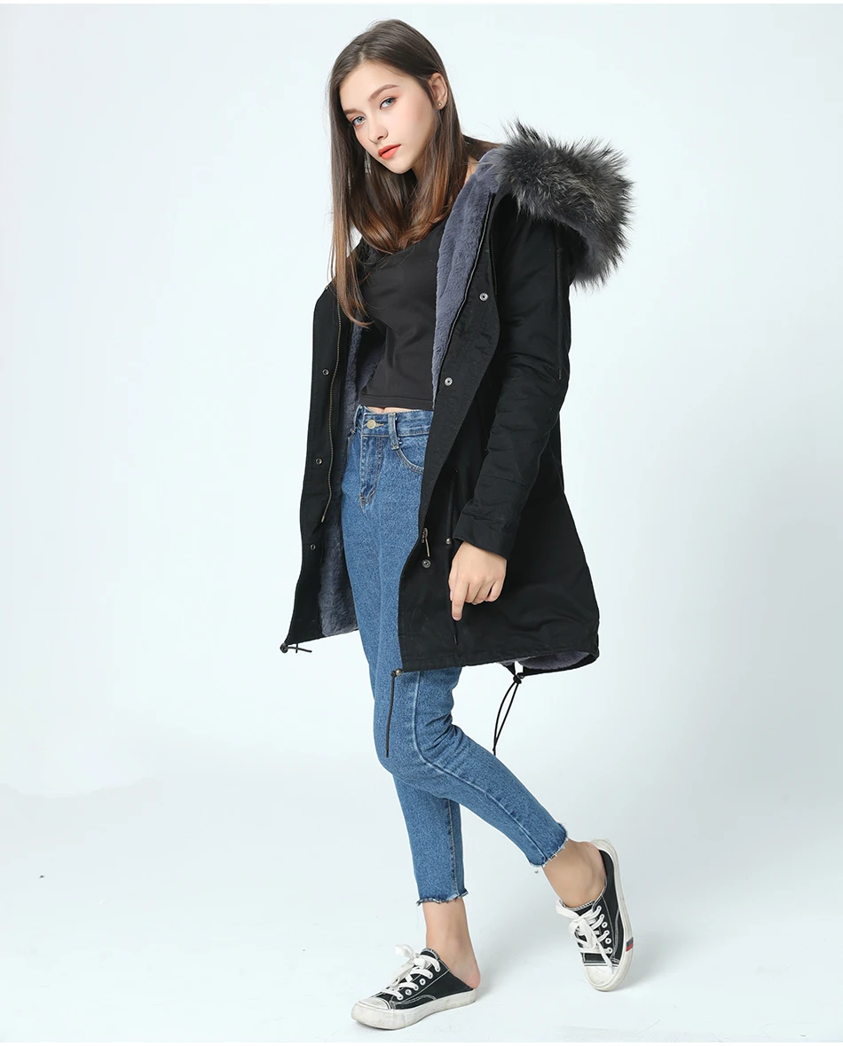 OFTBUY, Прямая поставка,, армейское зеленое пальто для холодной зимы, женское длинное пальто с натуральным мехом, большой воротник из меха енота, с капюшоном, толстые теплые парки