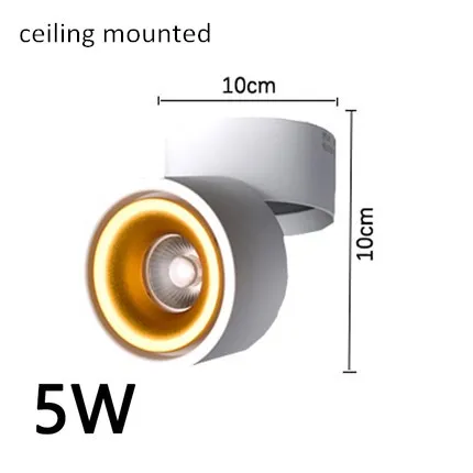 Современный COB светодиодный потолочный светильник поверхностного монтажа Потолочные светильники Складная и 360 градусов вращающийся фон точечные светильники вниз Светодиодная лампа - Цвет корпуса: 5W white gold