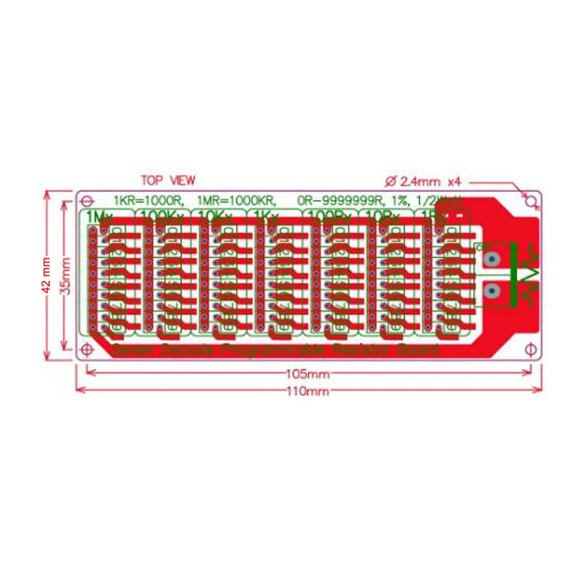 1R-9999999R семь лет программируемая резисторная плата, шаг 1R, 1%, 1/2 ватт