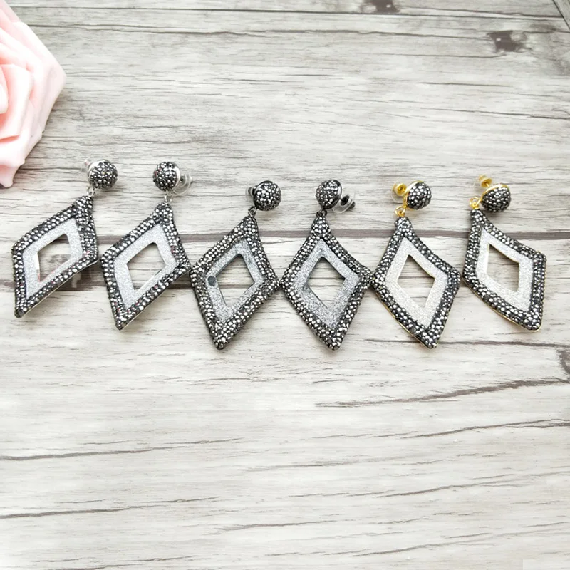 

5 Pairs Fashion leaf shape earrings Paved Rhinestone Crystal Charm Handmade Dangle Jewelry for women ER683