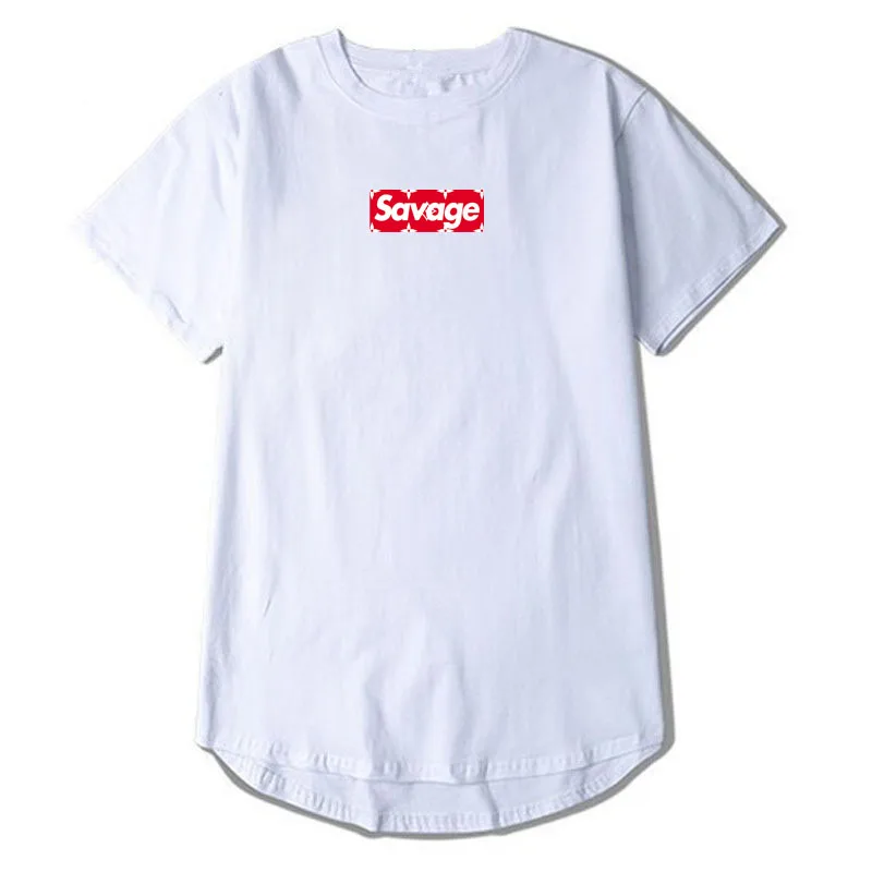 

Savage Box Logo T Shirt Long Oversized Tee Shirt Cotton Hip Hop Kanye Streetwear 21 No Heart Savage Letter Print Tee Tops