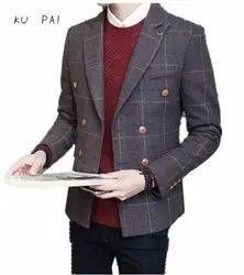 2017 Осень и зима новый двубортный пиджак мужчины прилив досуг мужской костюм-тройка мужской корейской версии костюм