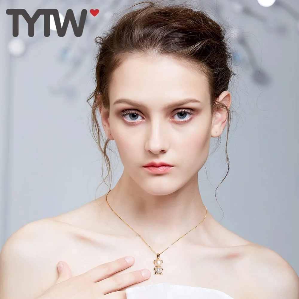 TYTW S925 Стерлинговое Серебро Пресноводный Жемчуг женское ожерелье с подвеской