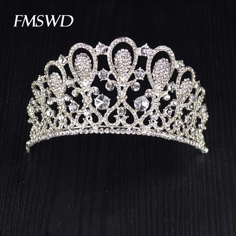 

New Gold Silver Color Rhinestone Crystal Crown Elegant Bridal Luxury Tiara For Wedding princess Prom Royal Hair accessories