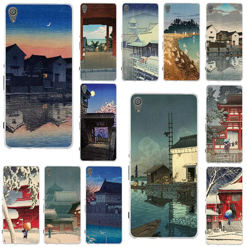 For Sony Xperia Z1 Z2 Z3 Z4 Z5 Compact Premium M2 M4 M5 E3 E5 T3 XA Soft Mobile Phone Cases Ancient Japanese Architecture Art |