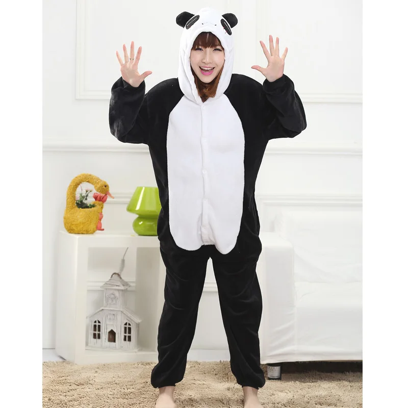 

Flannel Unisex Adult Hooded Nightwear Spring Autumn Cartoon Animal Couple Home Pyjamas Sleepwear Women Men Carnival Costumes