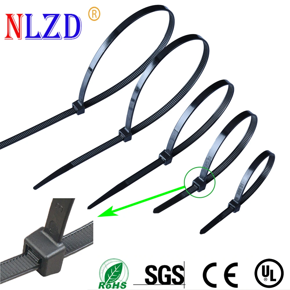 100 шт. нейлоновые кабельные стяжки " 6" " 10" 1" 14" 1" 18" 2" проволочные стяжки на молнии ширина 3,6 мм черные крепежи широко используются для проводов и шлангов