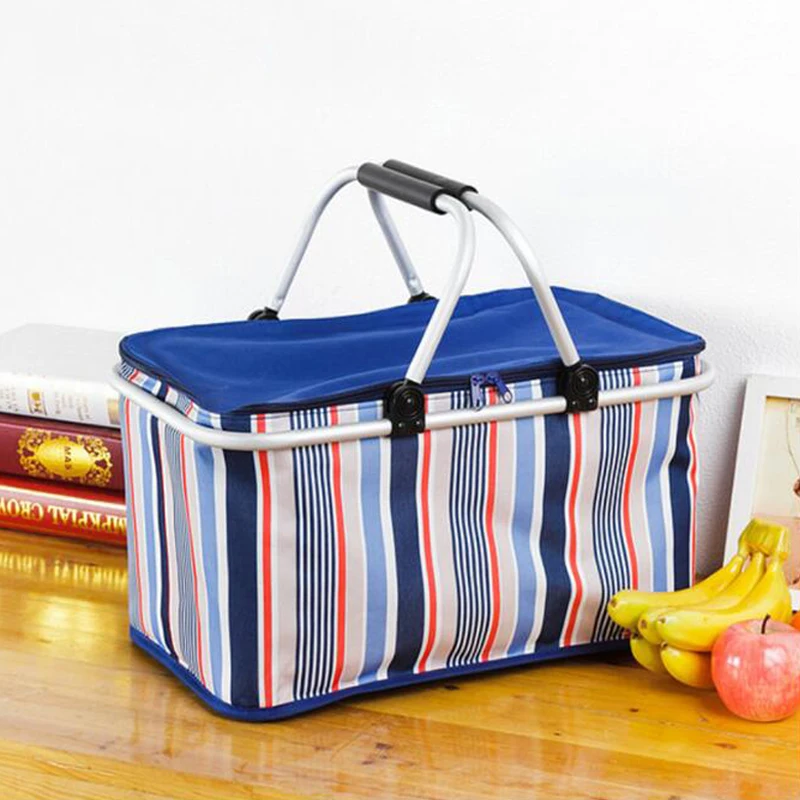 

Insulation lunch bag outdoor camping picnic bag folding aluminum picnic basket shopping cooling basket storage bag